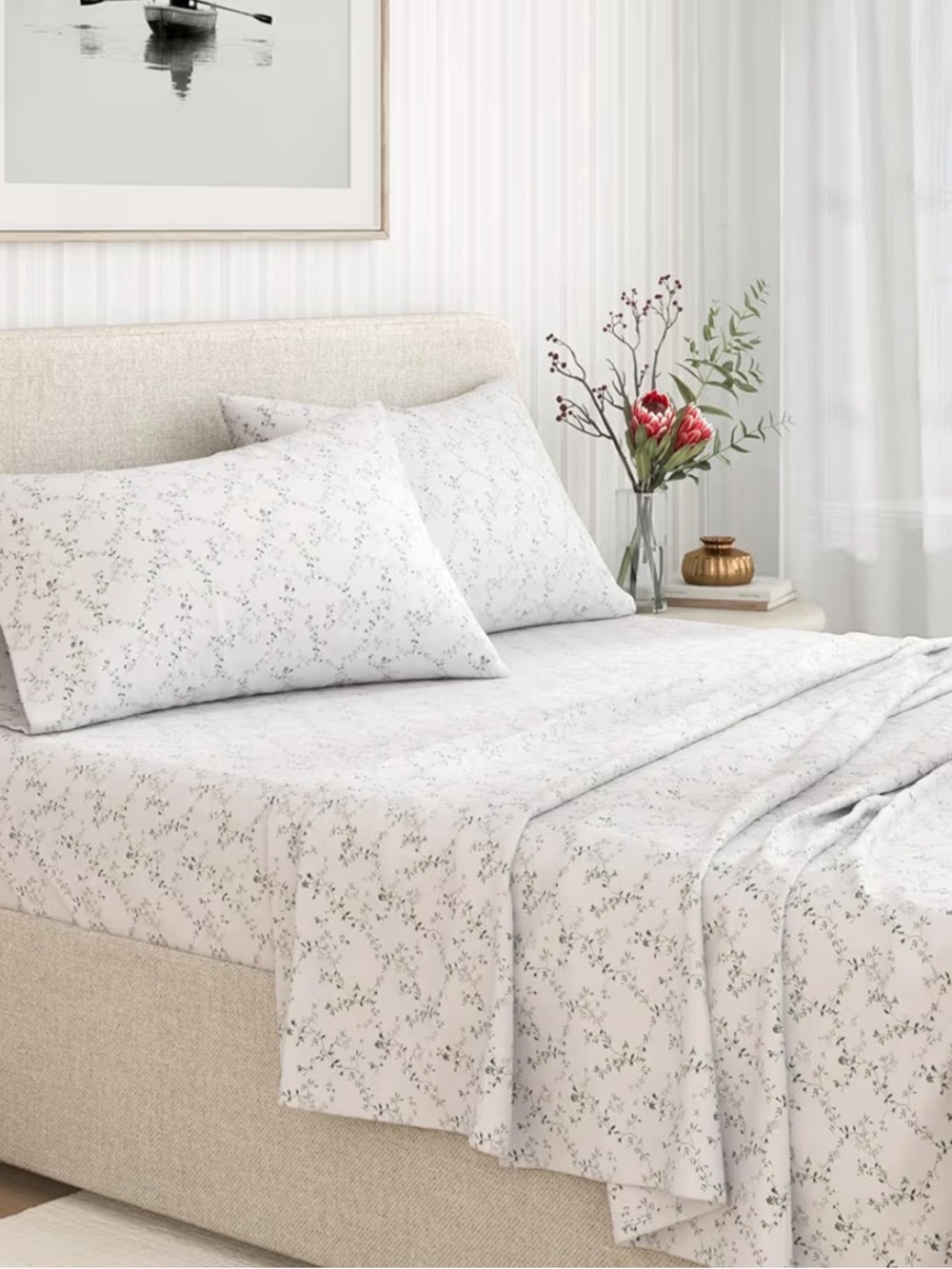 NEW Great Bay Home Flannel Sheet Set Twin - 100% Turkish Cotton, Double-Brushed